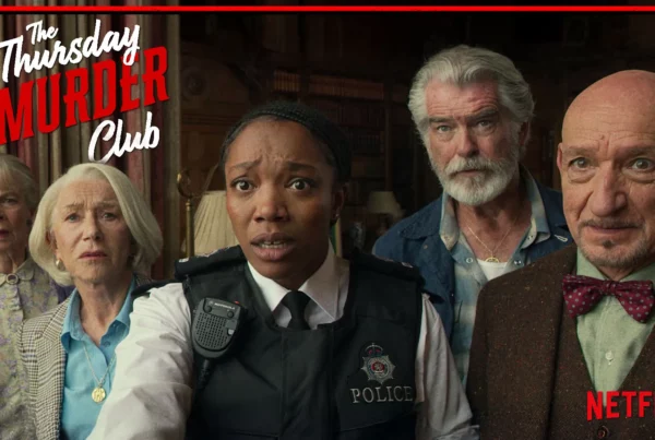 The Thursday Murder Club affiche film Netflix 2024 Pierce Brosnan Helen Mirren leadership seniors